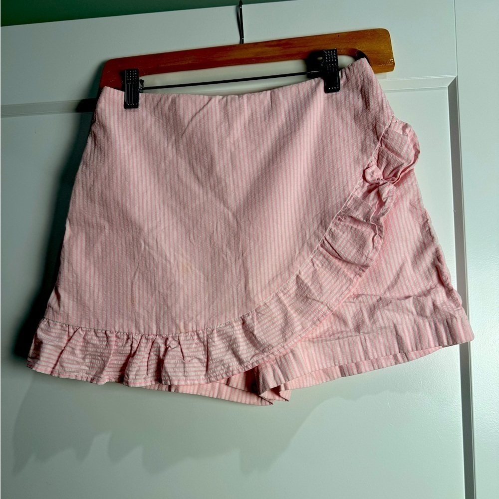 Lilly Pulitzer Faye skort Pink and White Striped ruffle hem